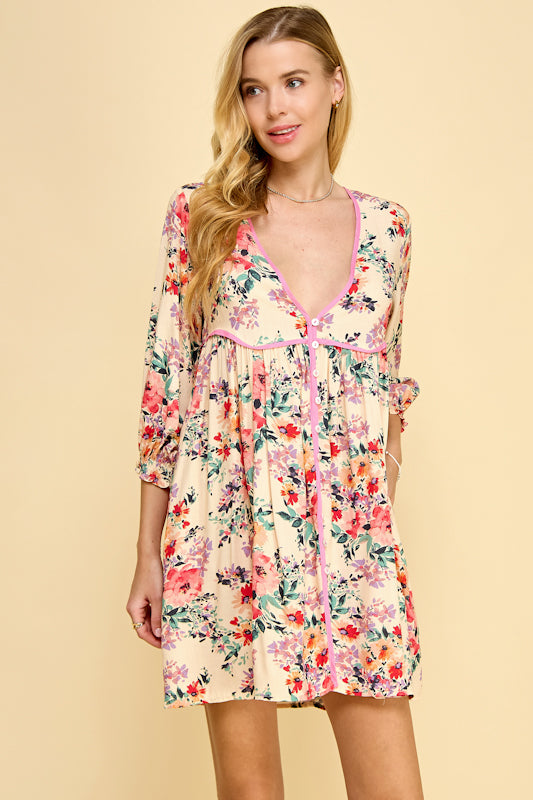Floral Abundance Button Dress