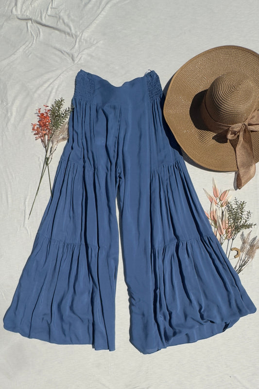 Solid Front Tie Wide Leg Pants