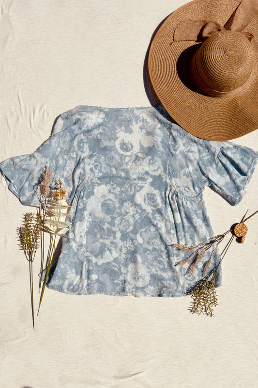 Hazy Floral Ruffle Top