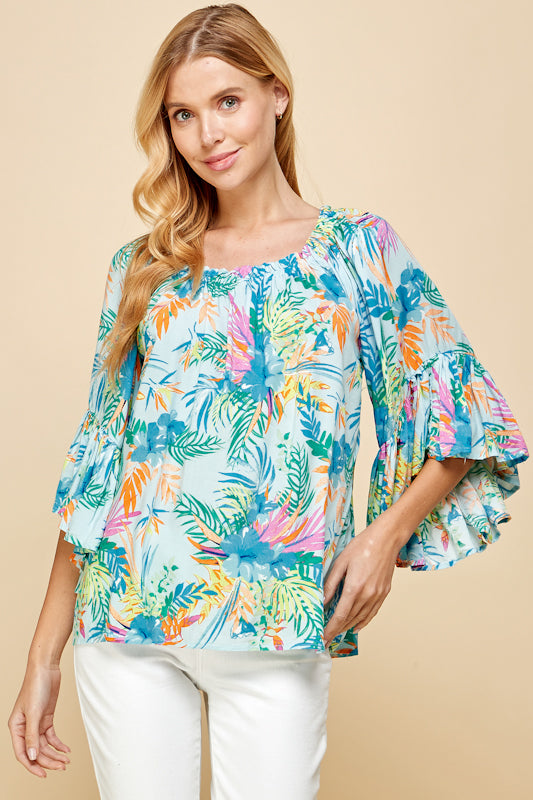 Tropical Garden Off-the-Shoulder Blouse