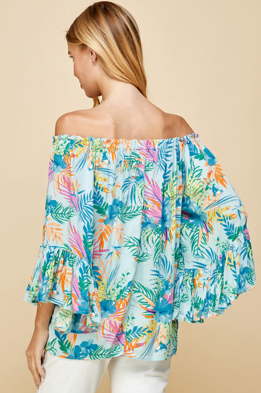 Tropical Garden Off-the-Shoulder Blouse