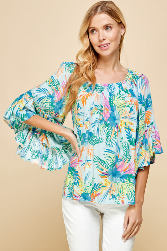 Tropical Garden Off-the-Shoulder Blouse