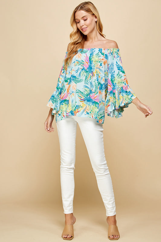 Tropical Garden Off-the-Shoulder Blouse