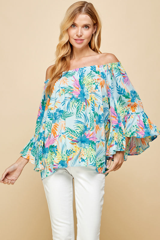 Tropical Garden Off-the-Shoulder Blouse