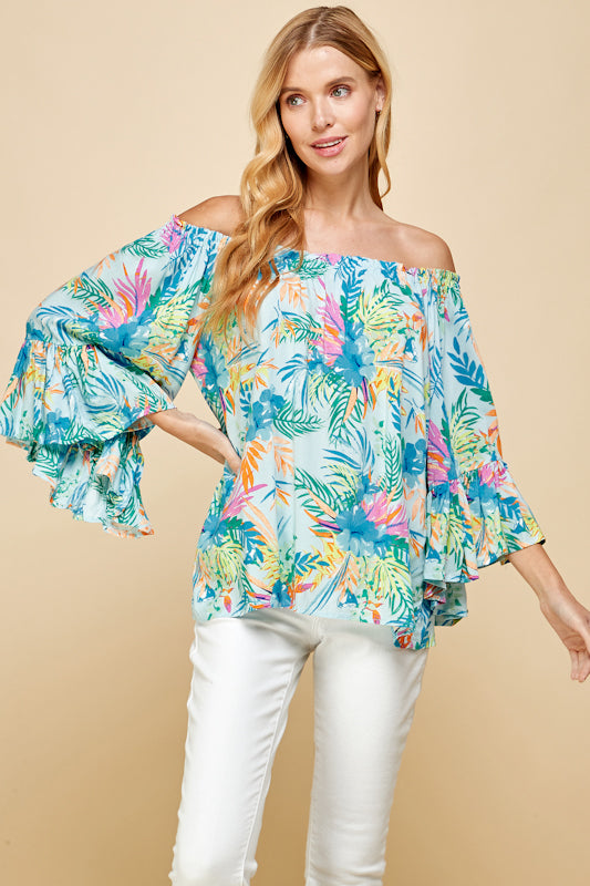 Tropical Garden Off-the-Shoulder Blouse