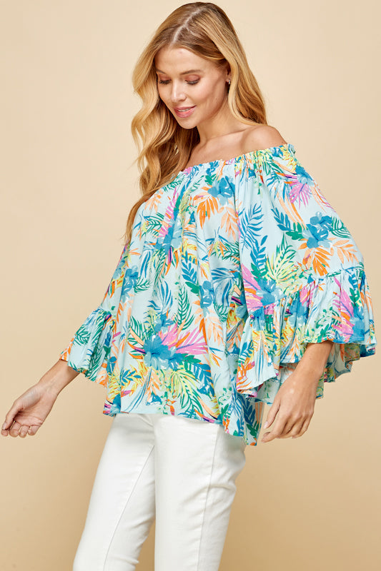 Tropical Garden Off-the-Shoulder Blouse