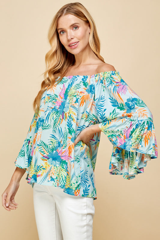 Tropical Garden Off-the-Shoulder Blouse