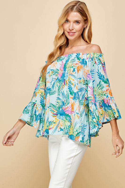 Tropical Garden Off-the-Shoulder Blouse