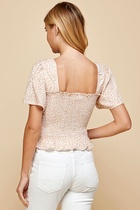 Hazy Safari Smocked Top