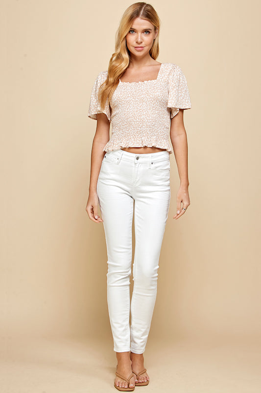 Hazy Safari Smocked Top