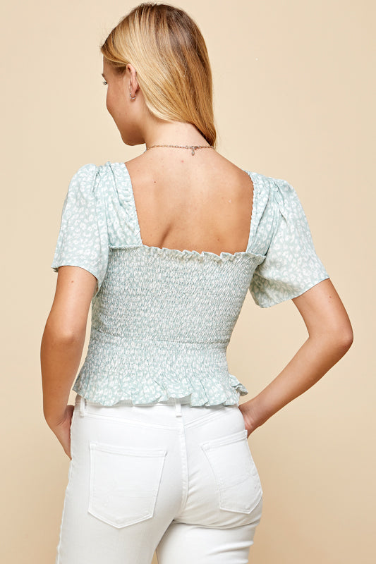 Hazy Safari Smocked Top