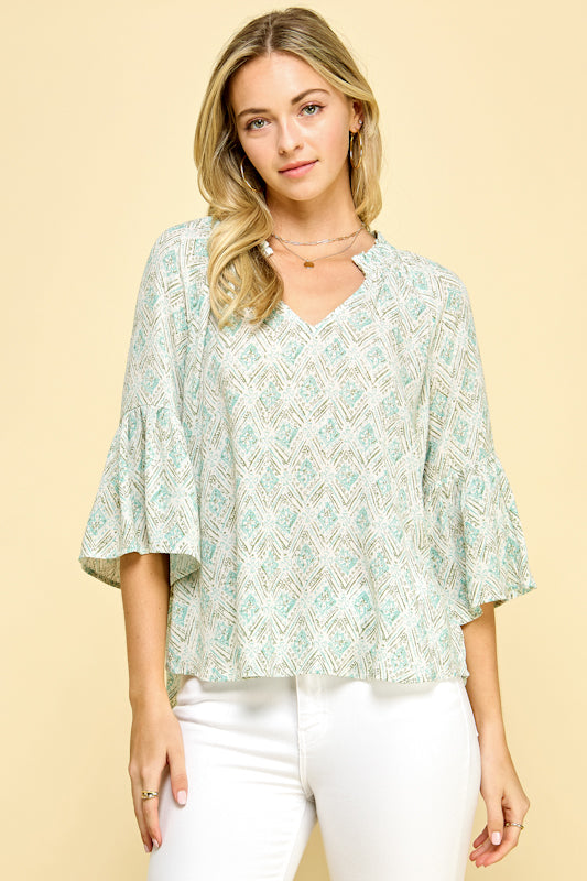 Pyramid Lake Ruffle Sleeve Top