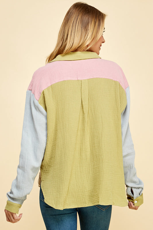 Juno Color-Blocked Cotton Shirt