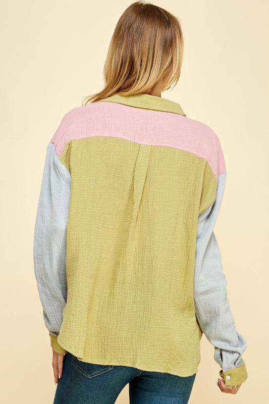 Juno Color-Blocked Cotton Shirt
